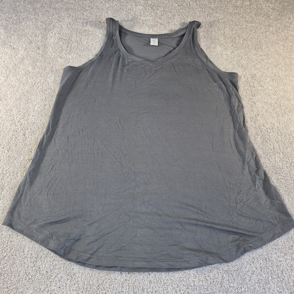 Old Navy Luxe Activewear Tank Women Med Gray Sleeveless Round Neck Athletic